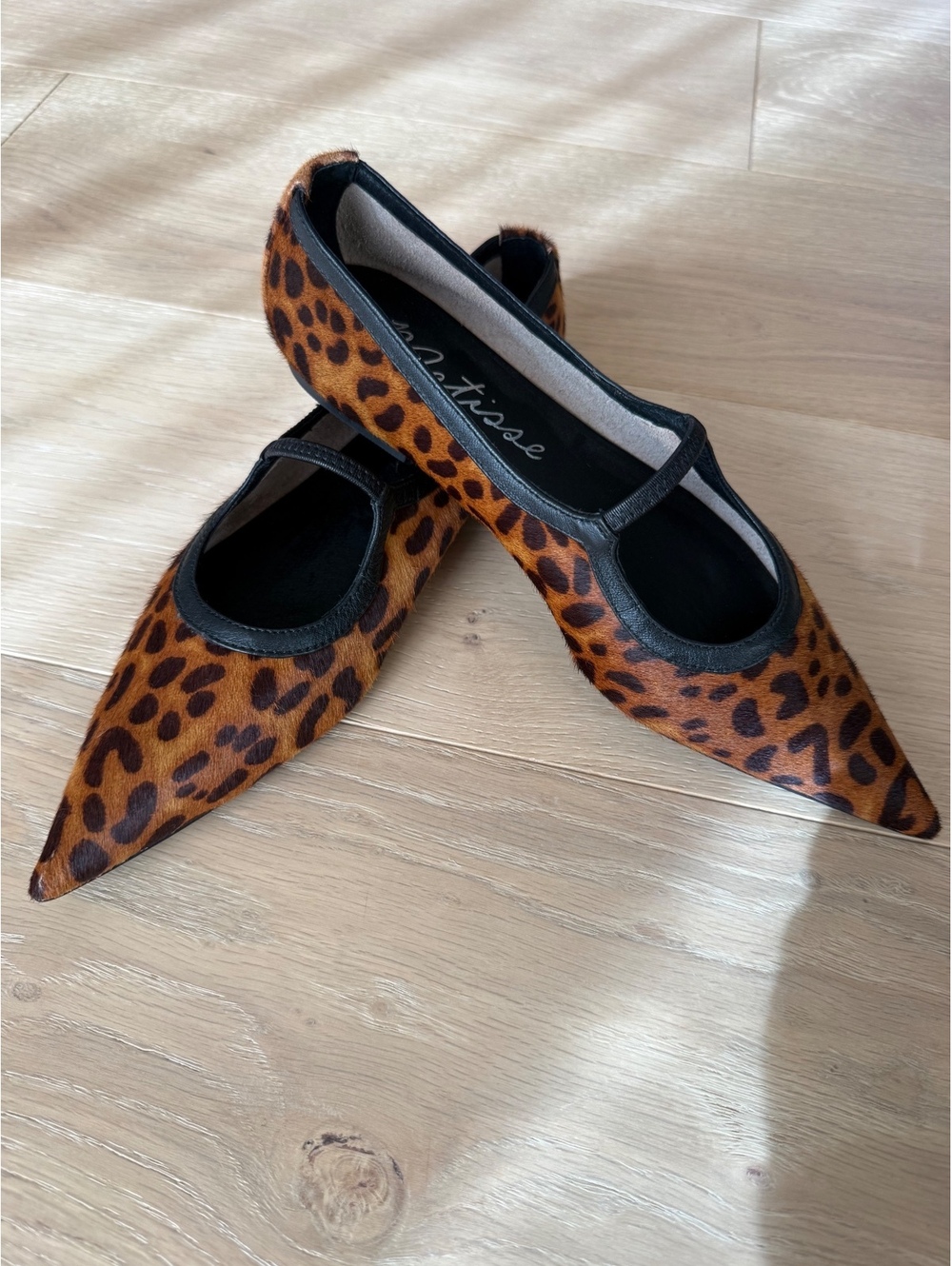 Matisse Fleur Leopard Calf Hair Mary Jane Pointed Toe Flats Size 6.5